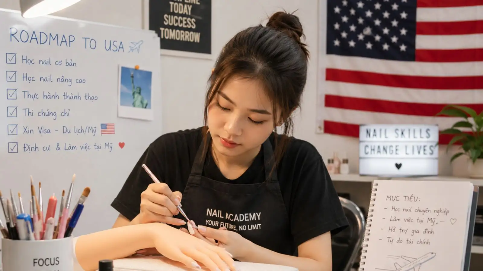 học nail đi mỹ